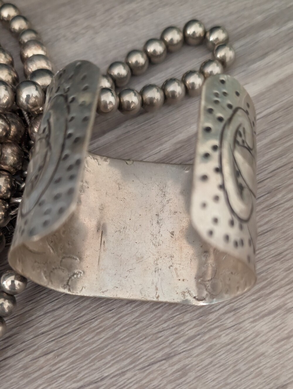 Genuine Turquoise Stone Silver Mexican artisan Cuff - Picture 5 of 6